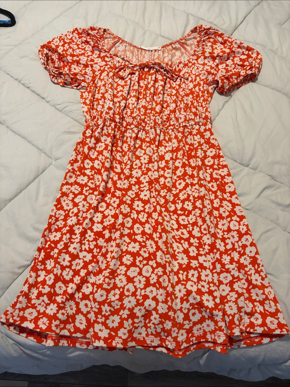 Orange Floral Casual Dress